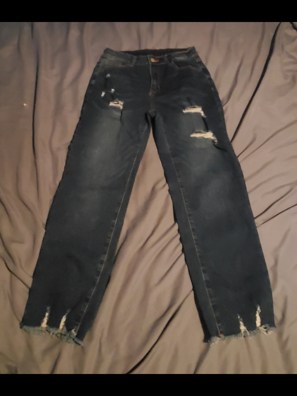 Dark Blue Distressed Women's Jeans